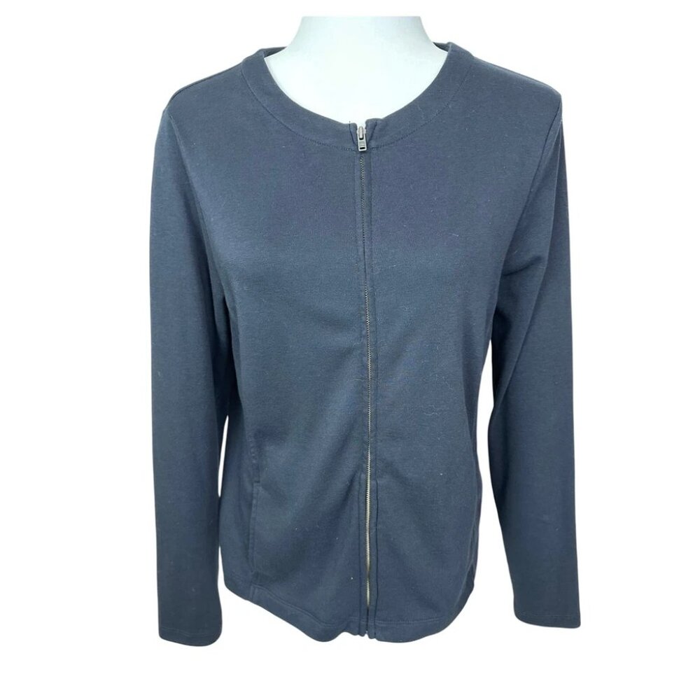 Lands End Outfitters Women's Casual Black Jacket Pockets Full Zipper Medium